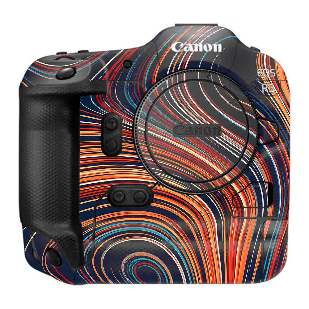 Retro Abstract Striped Swirl Canon EOS R3 Camera Skin