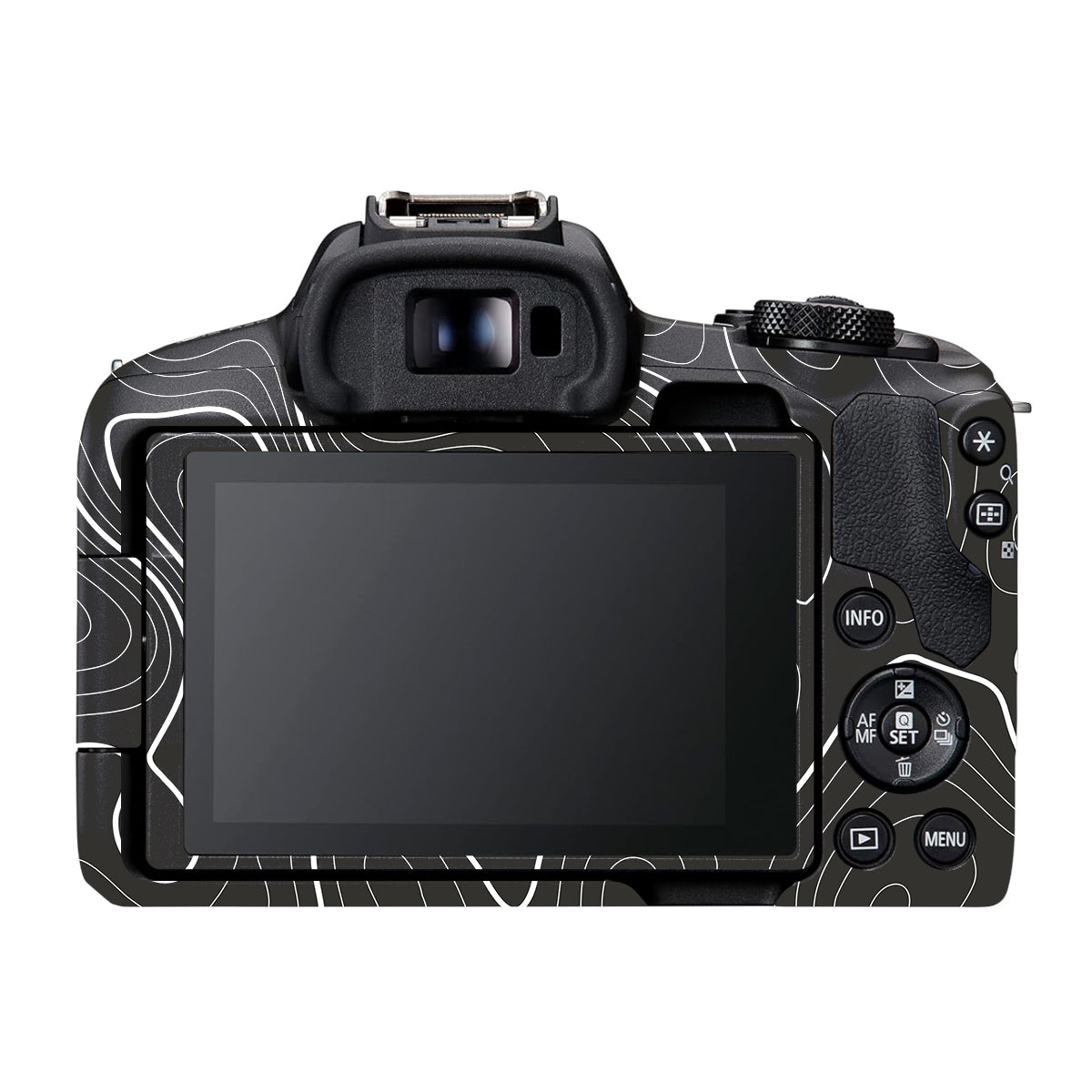 Grayscale Topographic Lines Canon EOS R50 Camera Skin