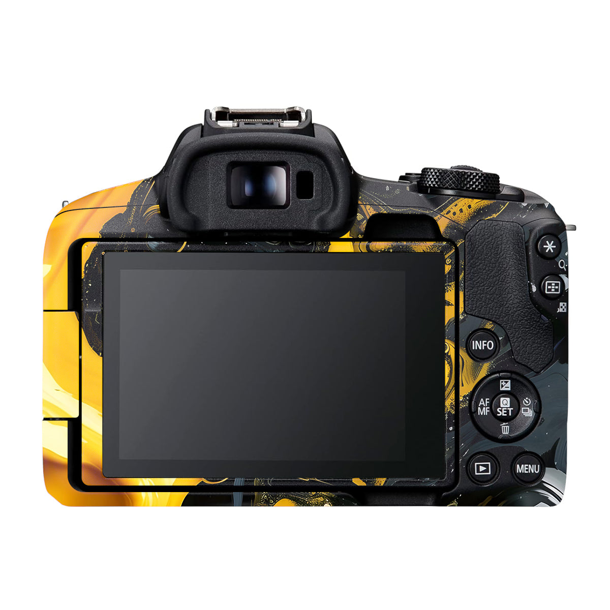 Yellow and Black Paint Swirls Canon EOS R50 Camera Skin