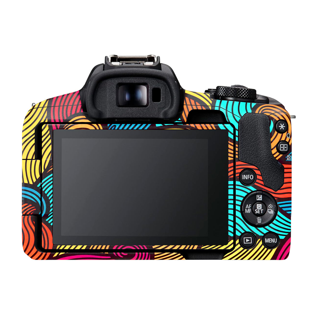 Retro Colorful Doodle Art Pattern Canon EOS R50 Camera Skin