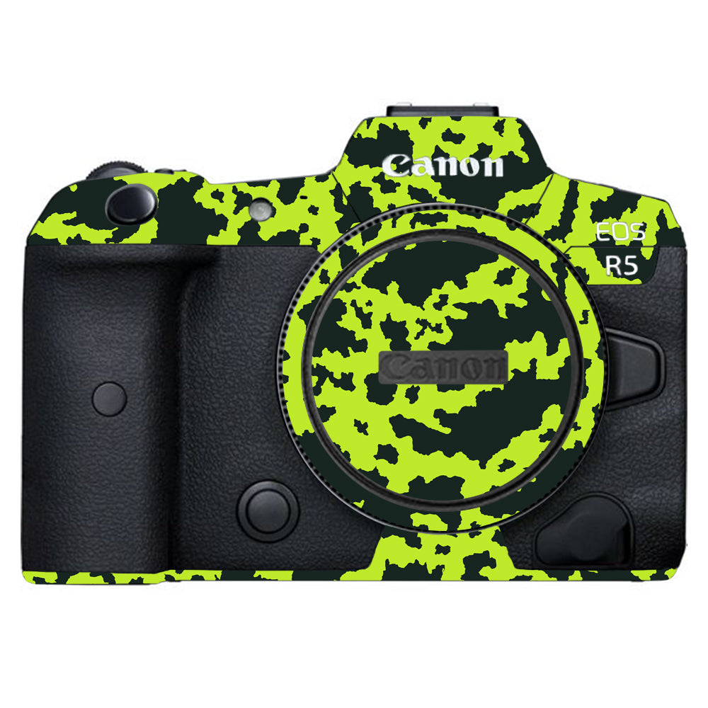 Neon Green Splatter Canon EOS R5 Camera Skins