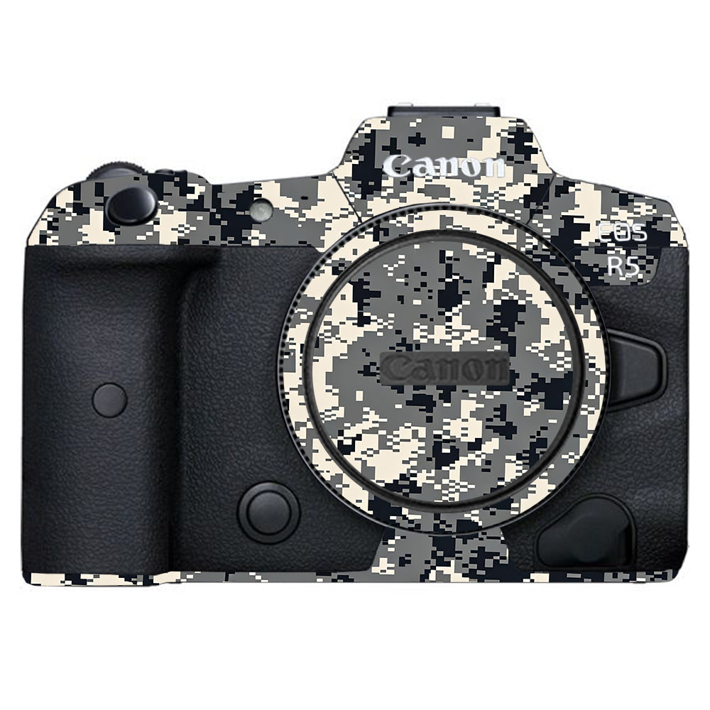 Grey Black Pixel Canon EOS R5 Camera Skins
