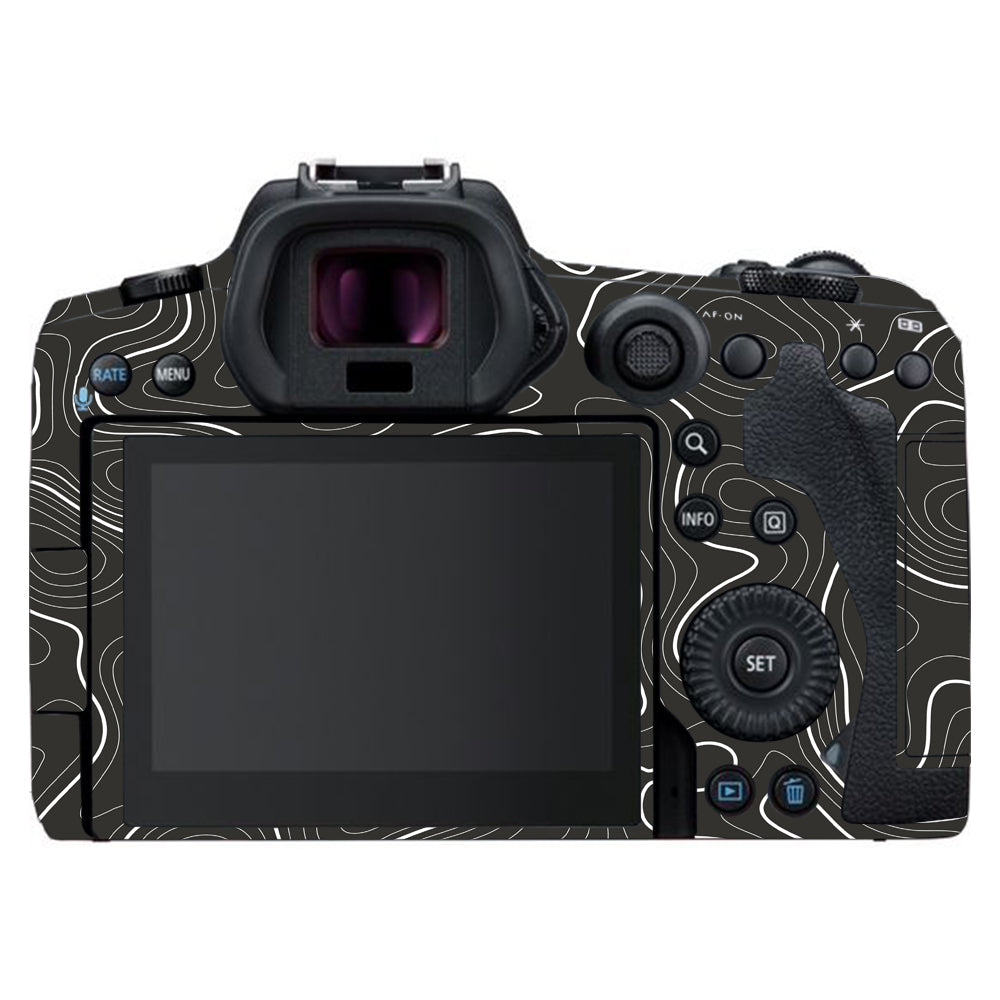 Grayscale Topographic Lines Canon EOS R5 Camera Skins