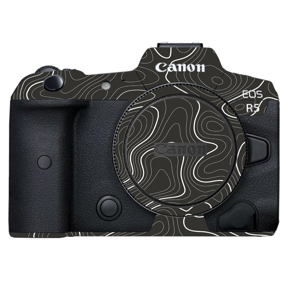 Grayscale Topographic Lines Canon EOS R5 Camera Skins