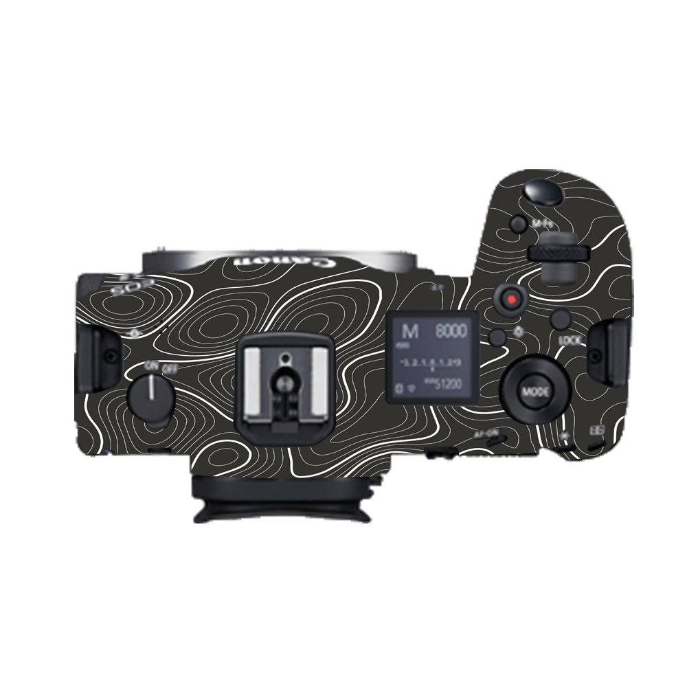 Grayscale Topographic Lines Canon EOS R5 Camera Skins