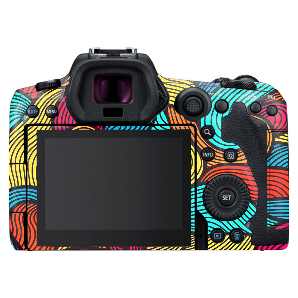 Retro Colorful Doodle Art Pattern Canon EOS R5 Camera Skin