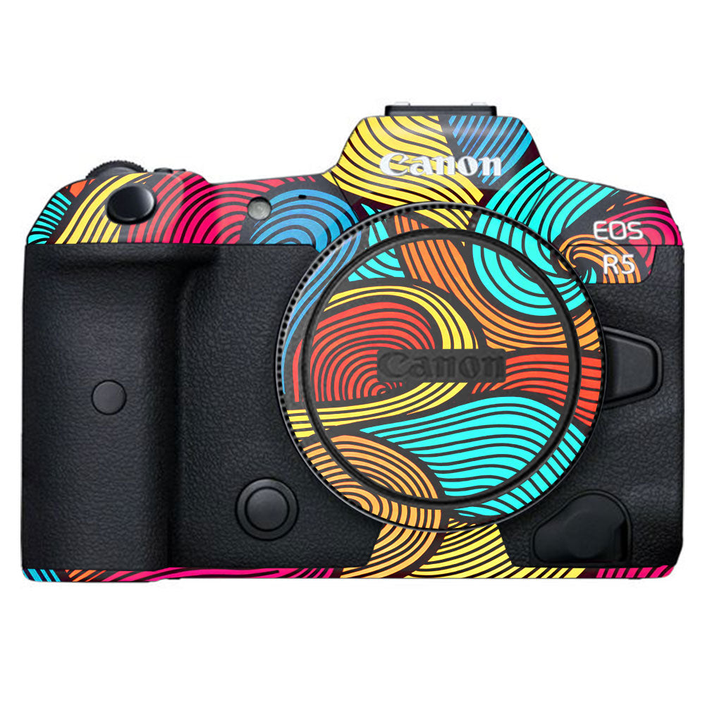 Retro Colorful Doodle Art Pattern Canon EOS R5 Camera Skin