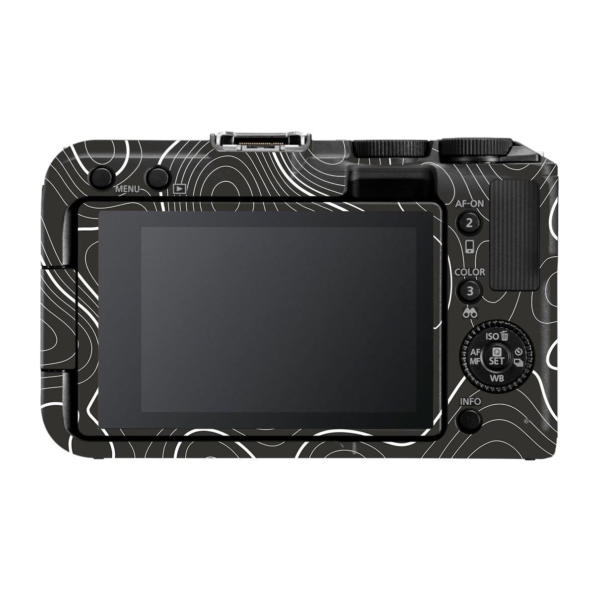 Grayscale Topographic Lines Canon EOS R50V Camera Skin