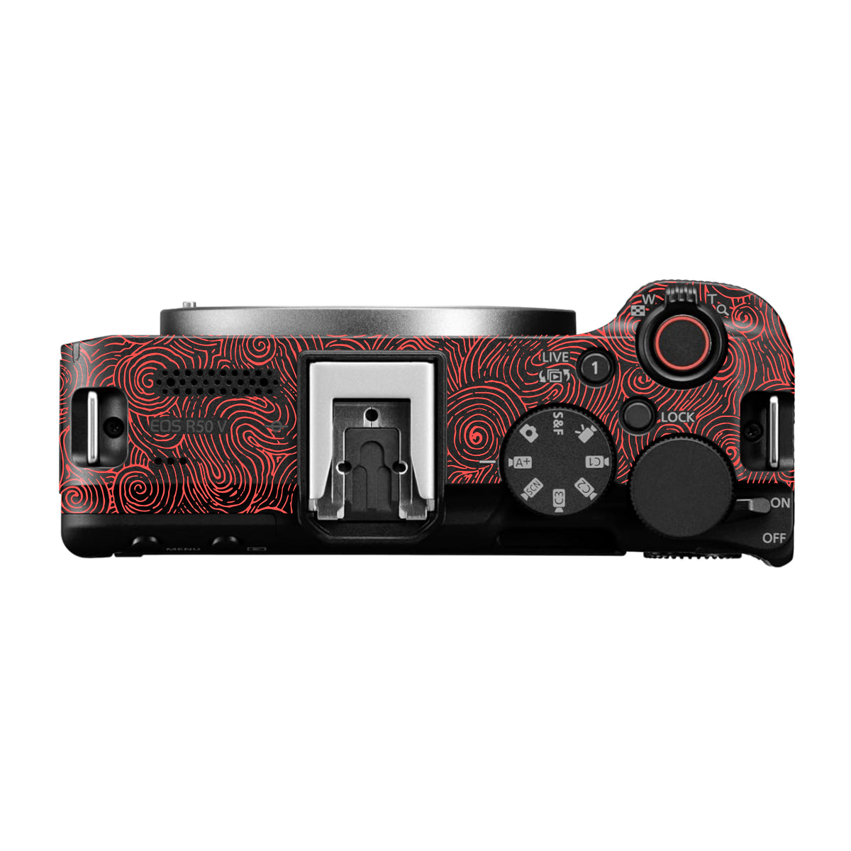 Red Spirals Canon EOS R50V Camera Skin
