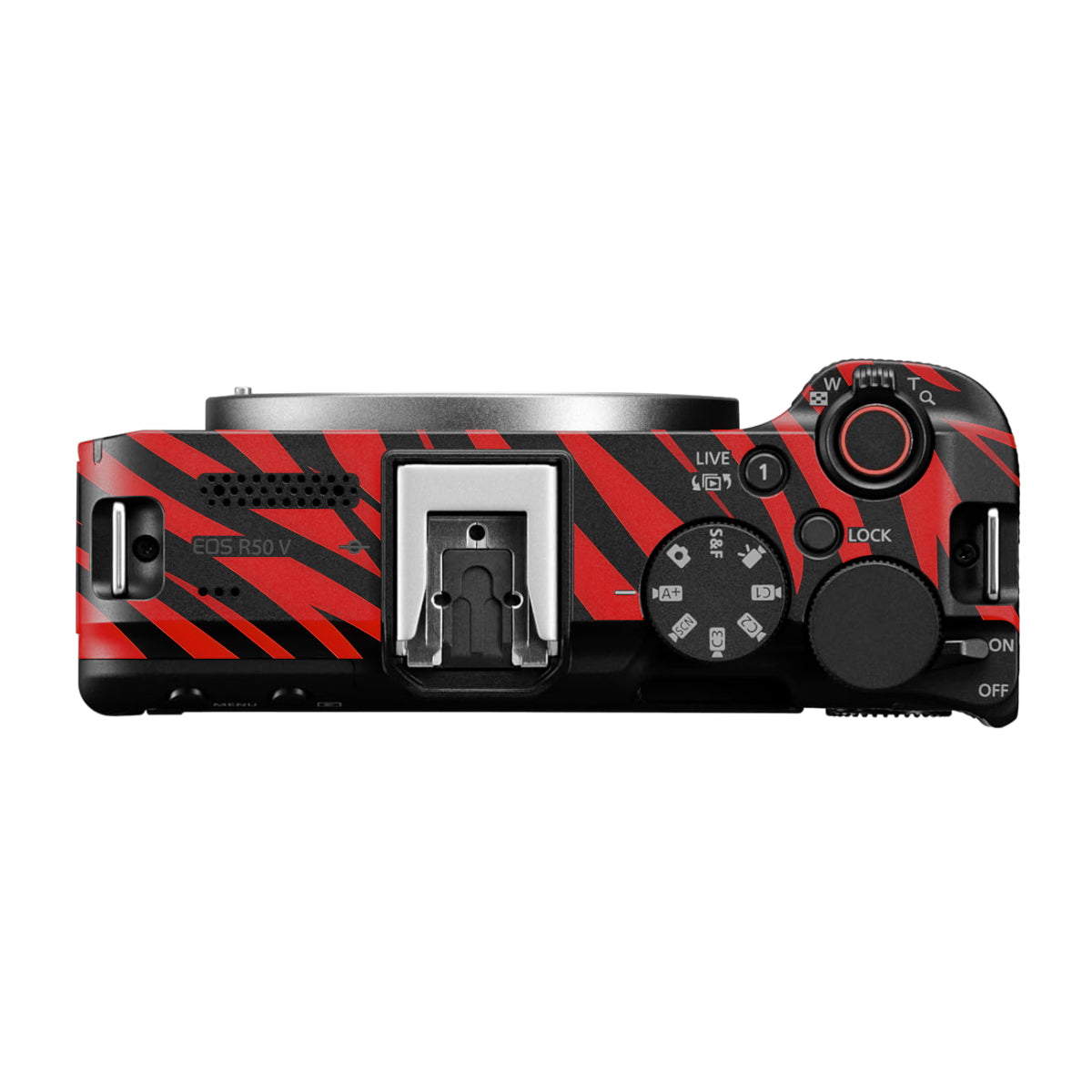 Red and Black Stripes Canon EOS R50V Camera Skin