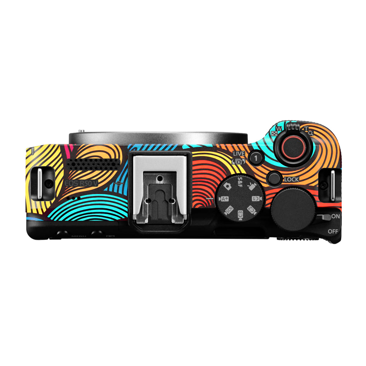 Retro Colorful Doodle Art Pattern Canon EOS R50V Camera Skin
