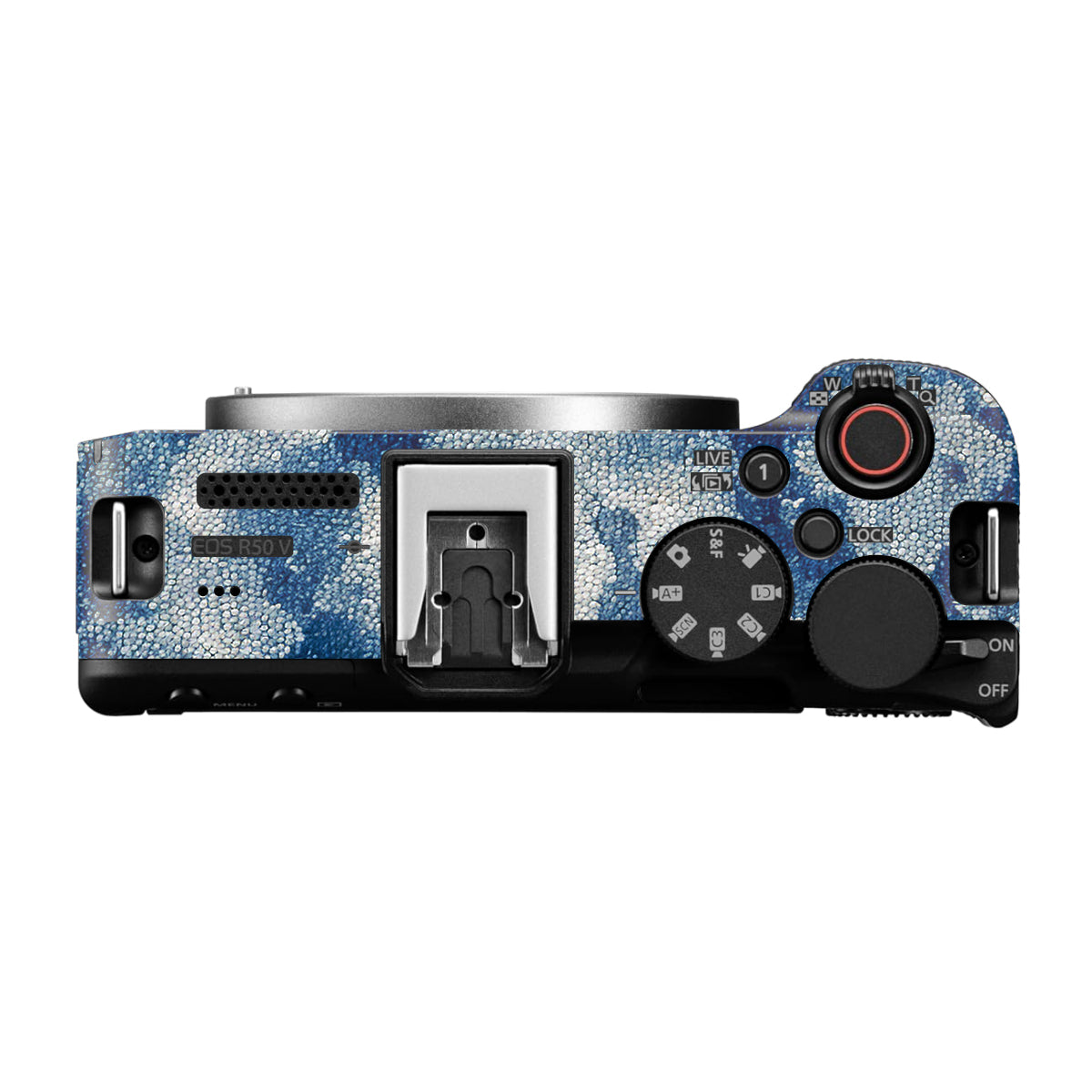 Blue Watercolor Fabric Canon EOS R50V Camera Skin