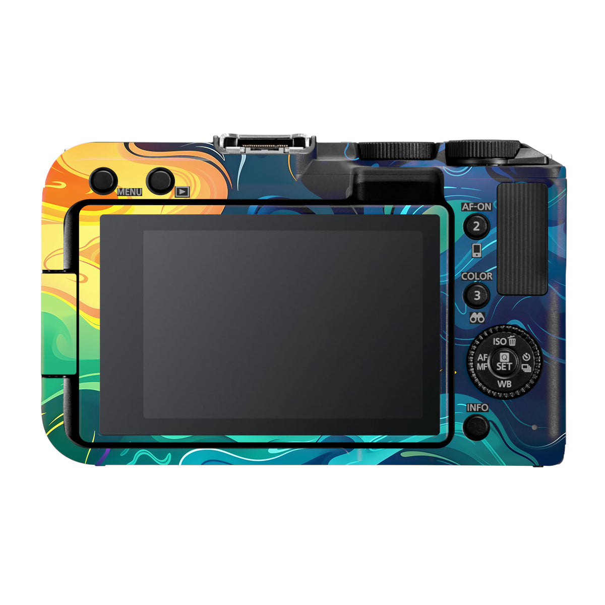 Rainbow Liquid Fusion Canon EOS R50V Camera Skin