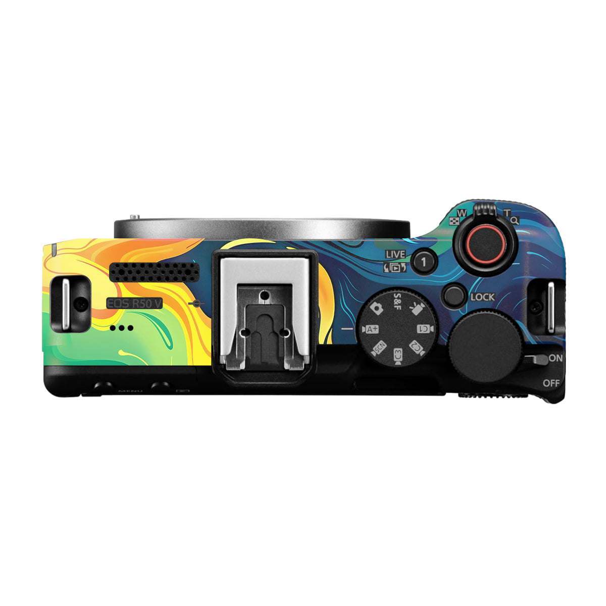 Rainbow Liquid Fusion Canon EOS R50V Camera Skin