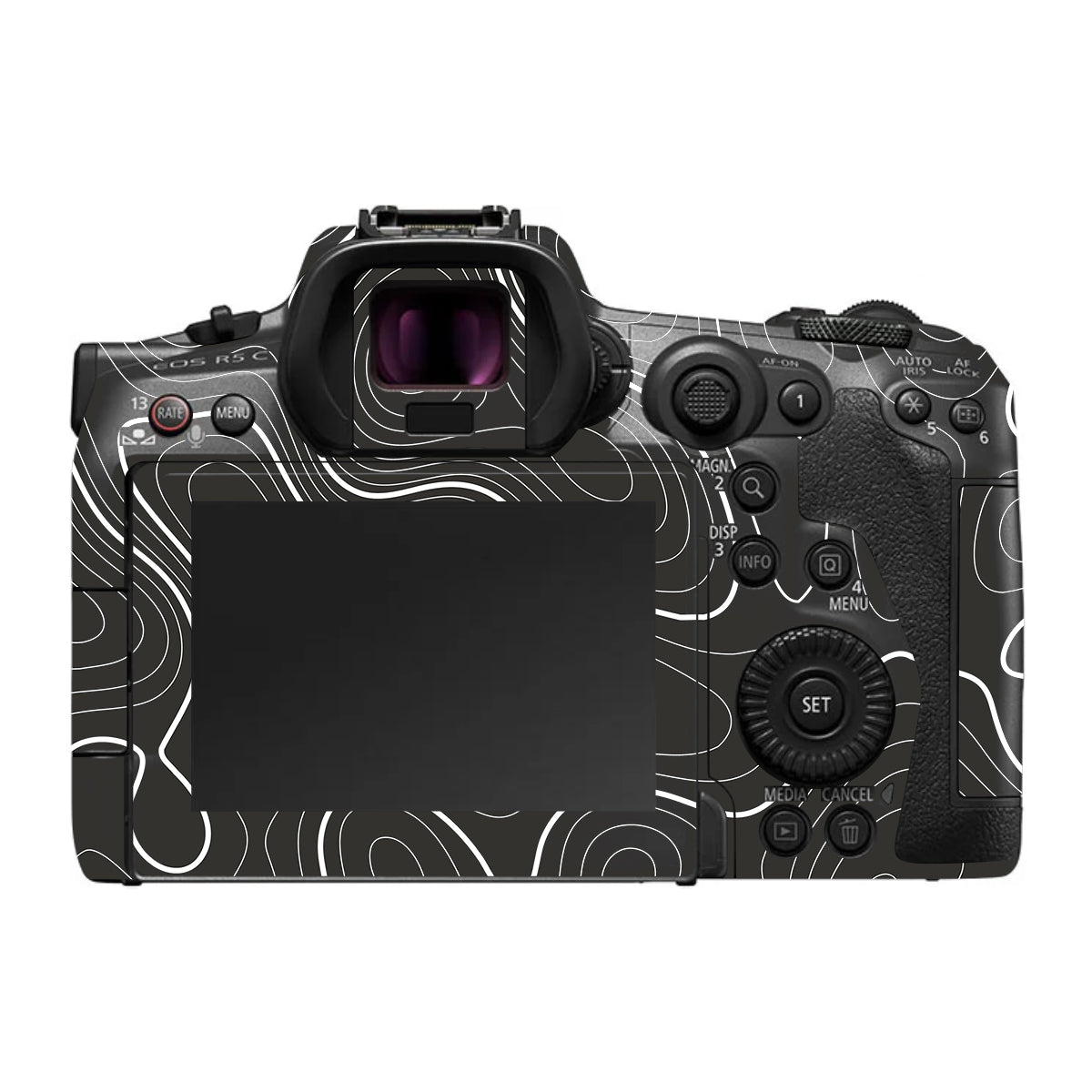 Grayscale Topographic Lines Canon EOS R5 C Camera Skin