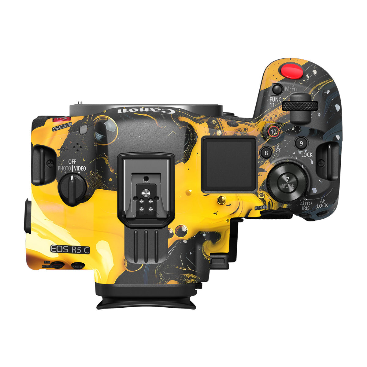 Yellow and Black Paint Swirls Canon EOS R5 C Camera Skin