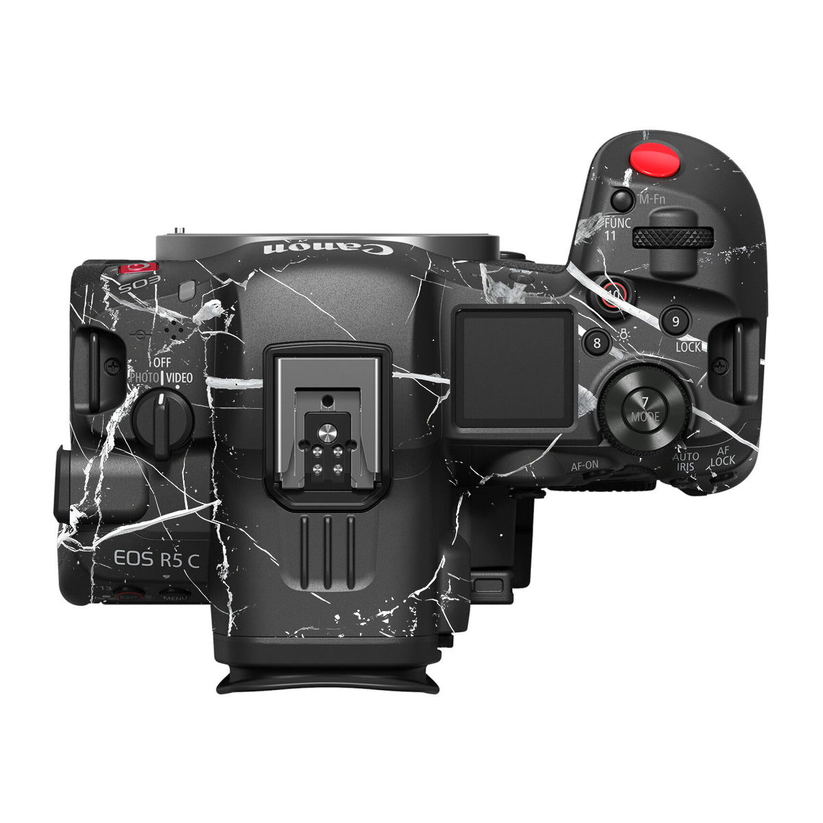 White Veins on Black Canon EOS R5 C Camera Skin