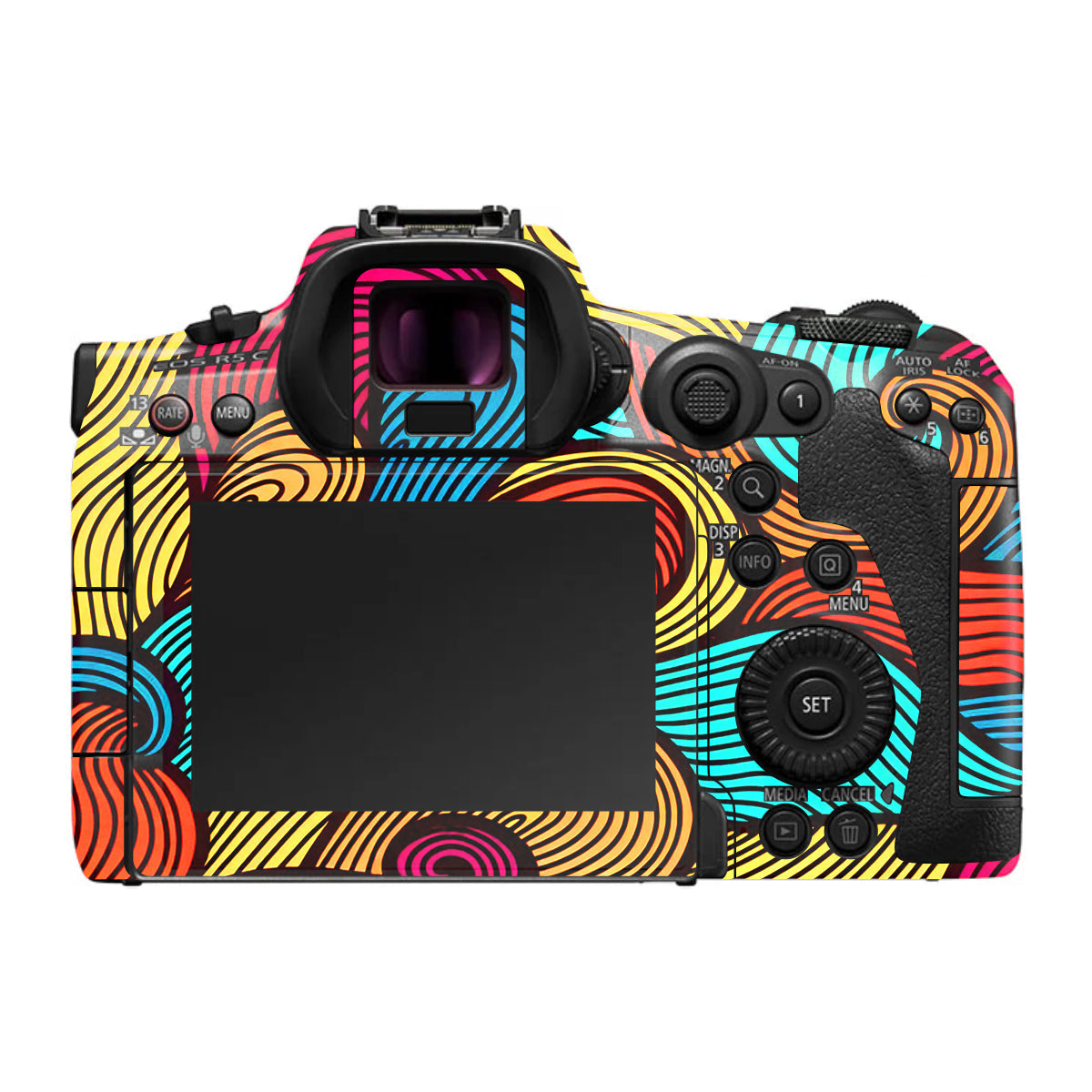 Retro Colorful Doodle Art Pattern Canon EOS R5 C Camera Skin