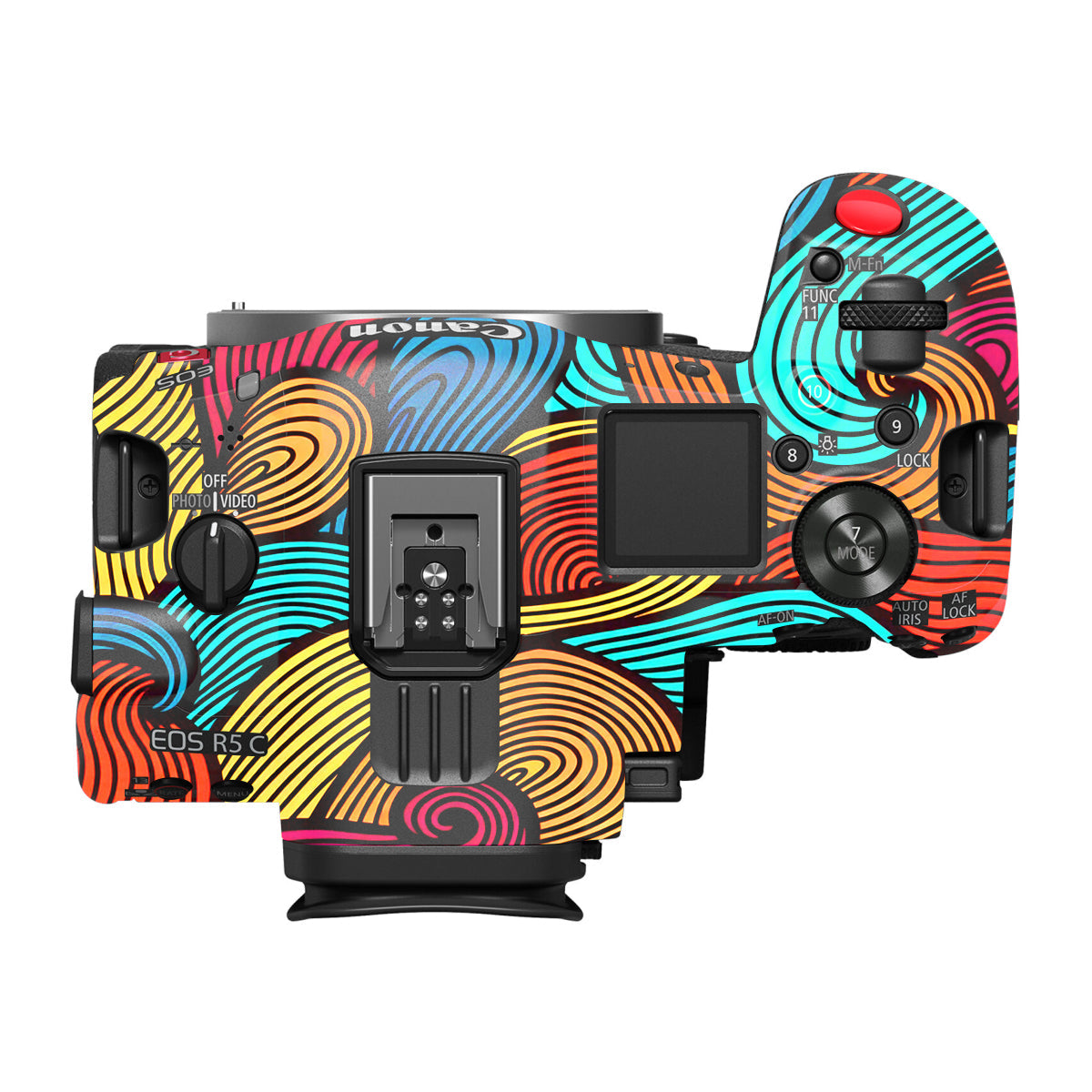 Retro Colorful Doodle Art Pattern Canon EOS R5 C Camera Skin