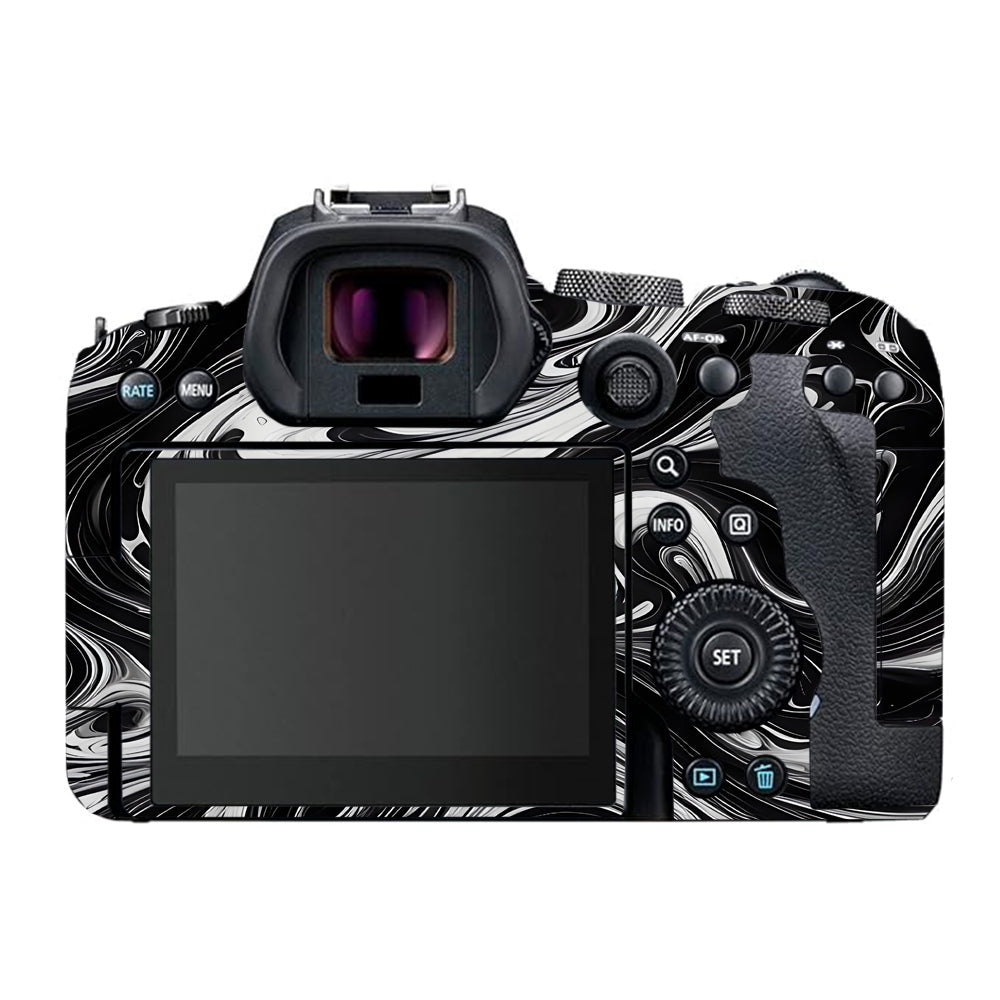 Marbel R6 Skin Black and White Marble Canon EOS R6 Mark I Camera Skins