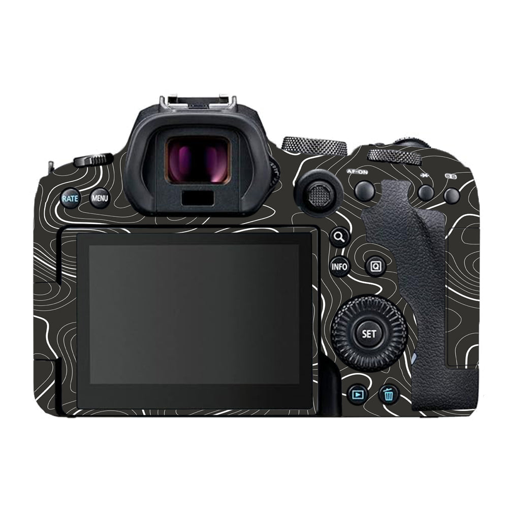 Grayscale Topographic Lines Canon EOS R6 Mark I Camera Skins