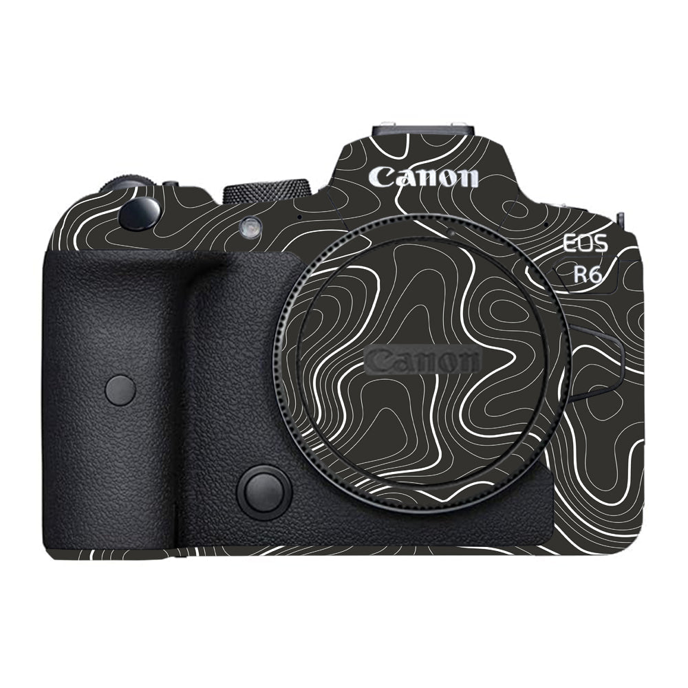 Grayscale Topographic Lines Canon EOS R6 Mark I Camera Skins