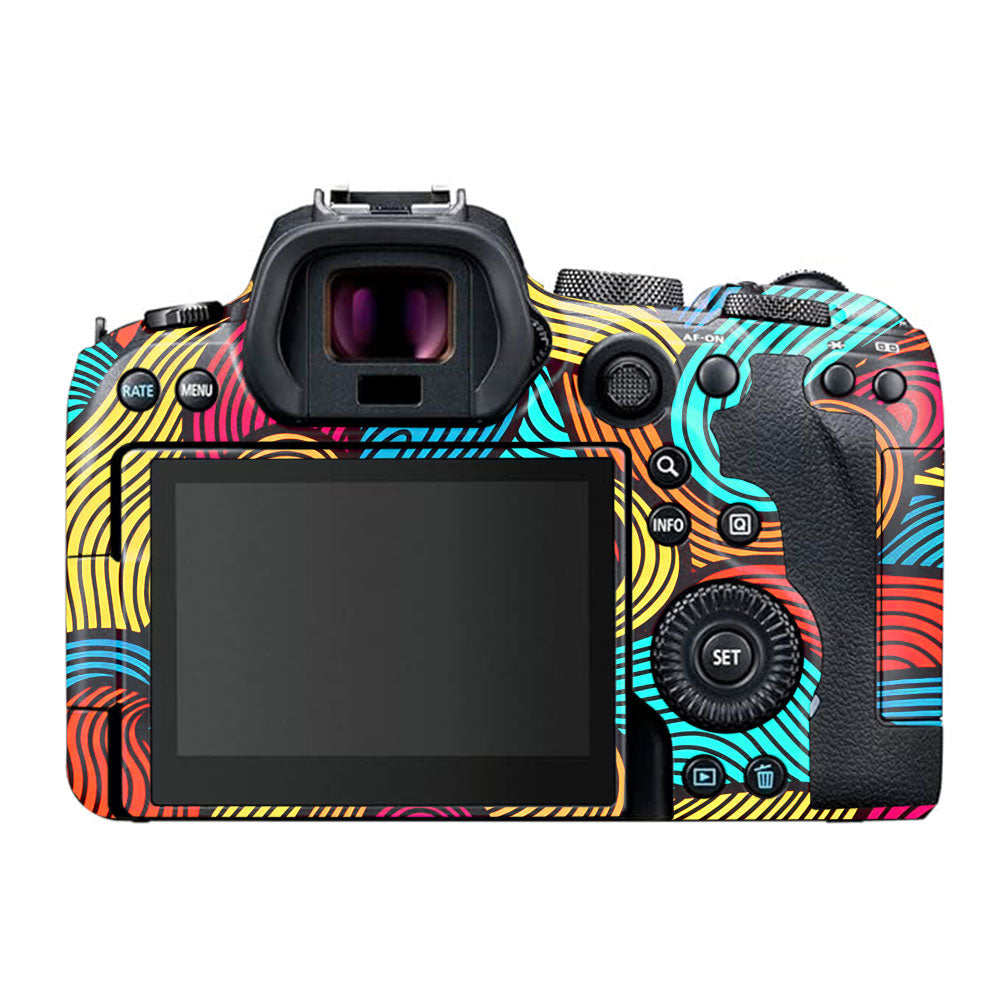 Retro Colorful Doodle Art Pattern Canon EOS R6 Mark I Camera Skin