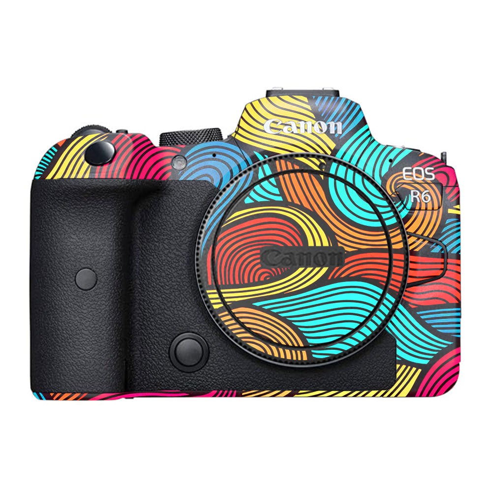 Retro Colorful Doodle Art Pattern Canon EOS R6 Mark I Camera Skin