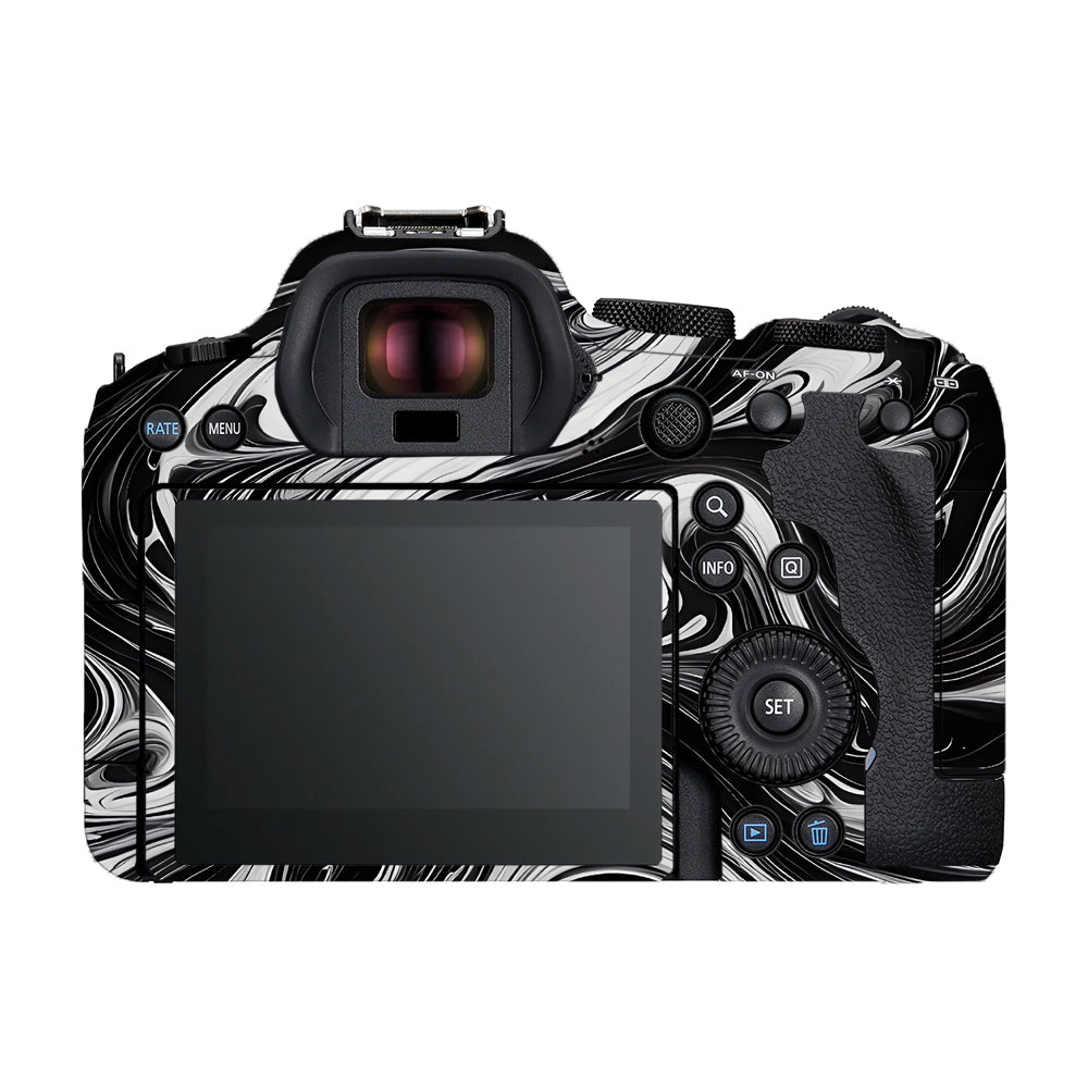Marbel R6 Skin Black and White Marble Canon EOS R6 Mark II Camera Skins
