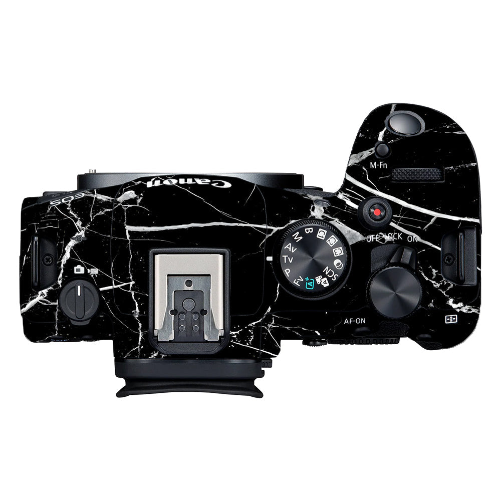 White Veins on Black Canon EOS R6 Mark II Camera Skins