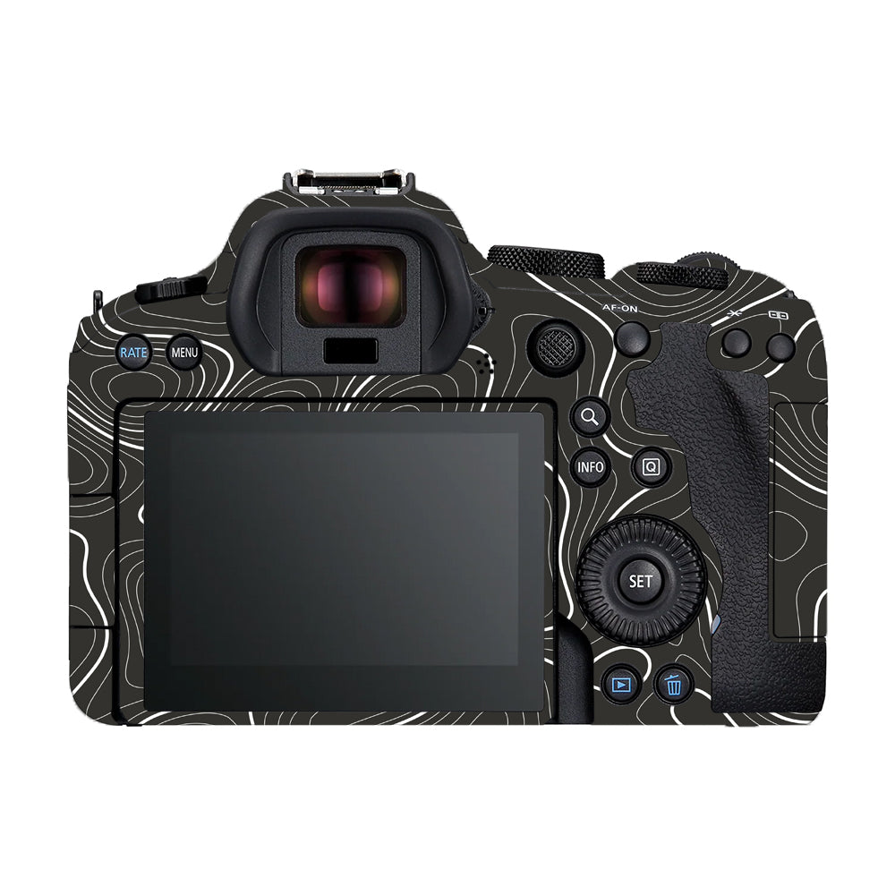 Grayscale Topographic Lines Canon EOS R6 Mark II Camera Skins