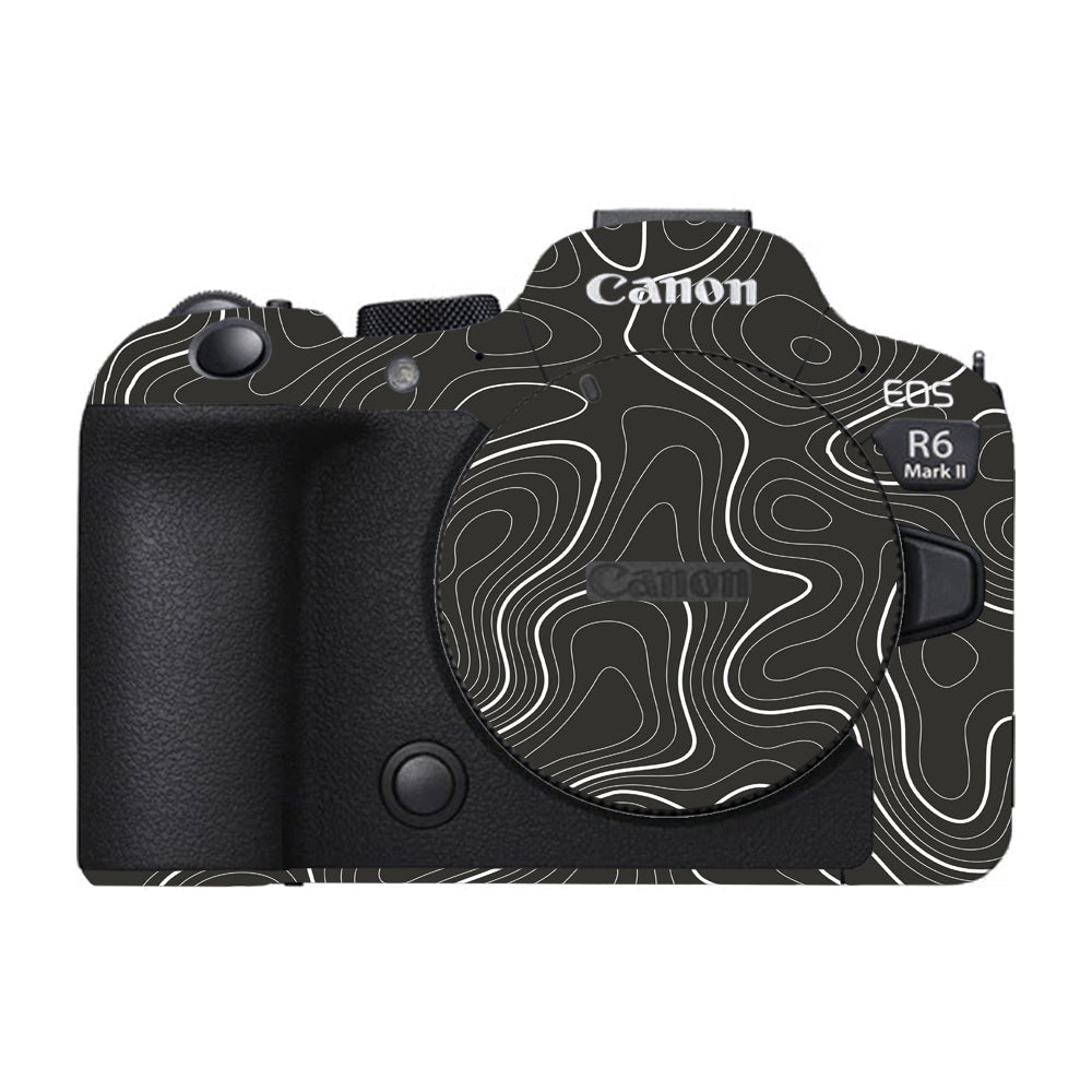 Grayscale Topographic Lines Canon EOS R6 Mark II Camera Skins