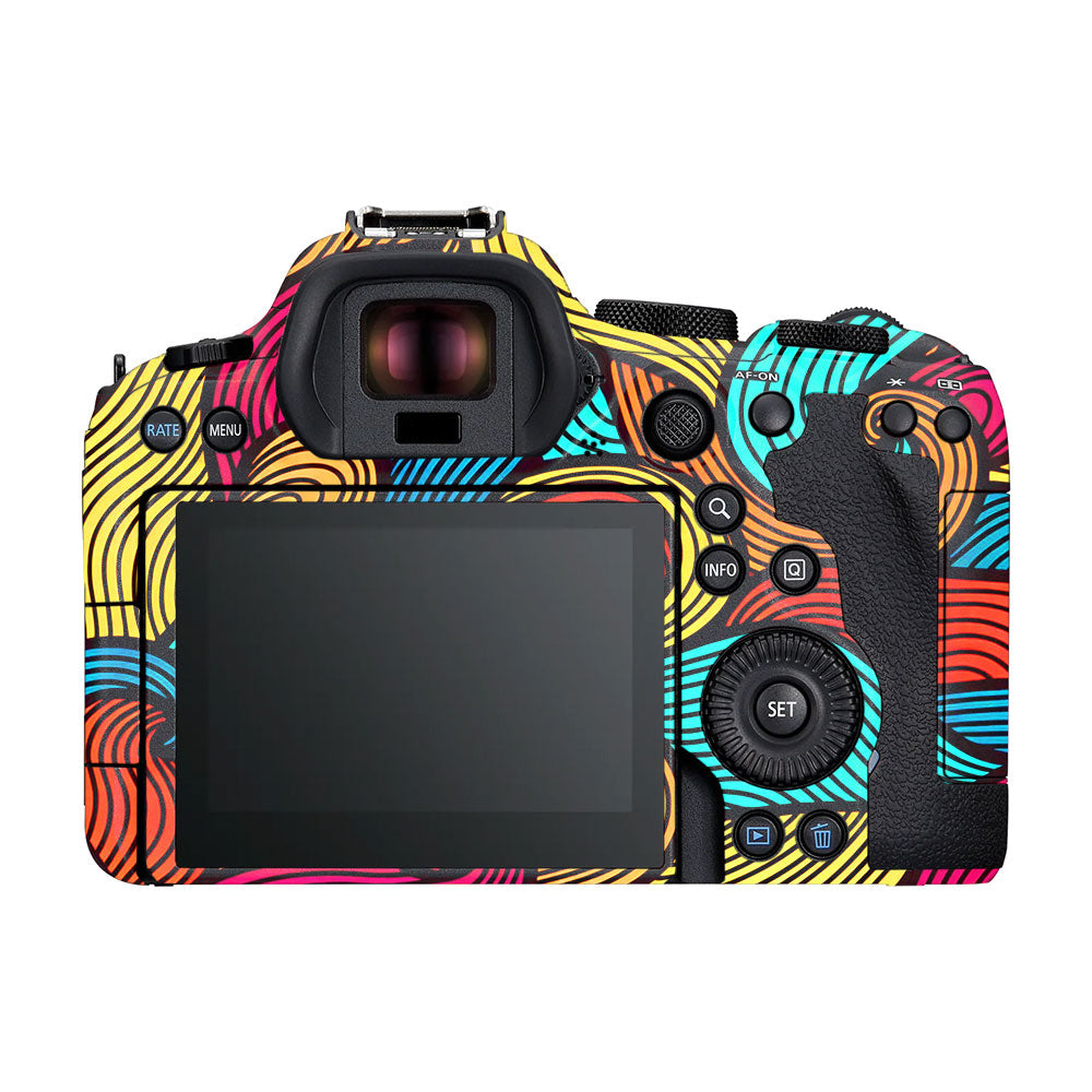 Retro Colorful Doodle Art Pattern Canon EOS R6 Mark II Camera Skin