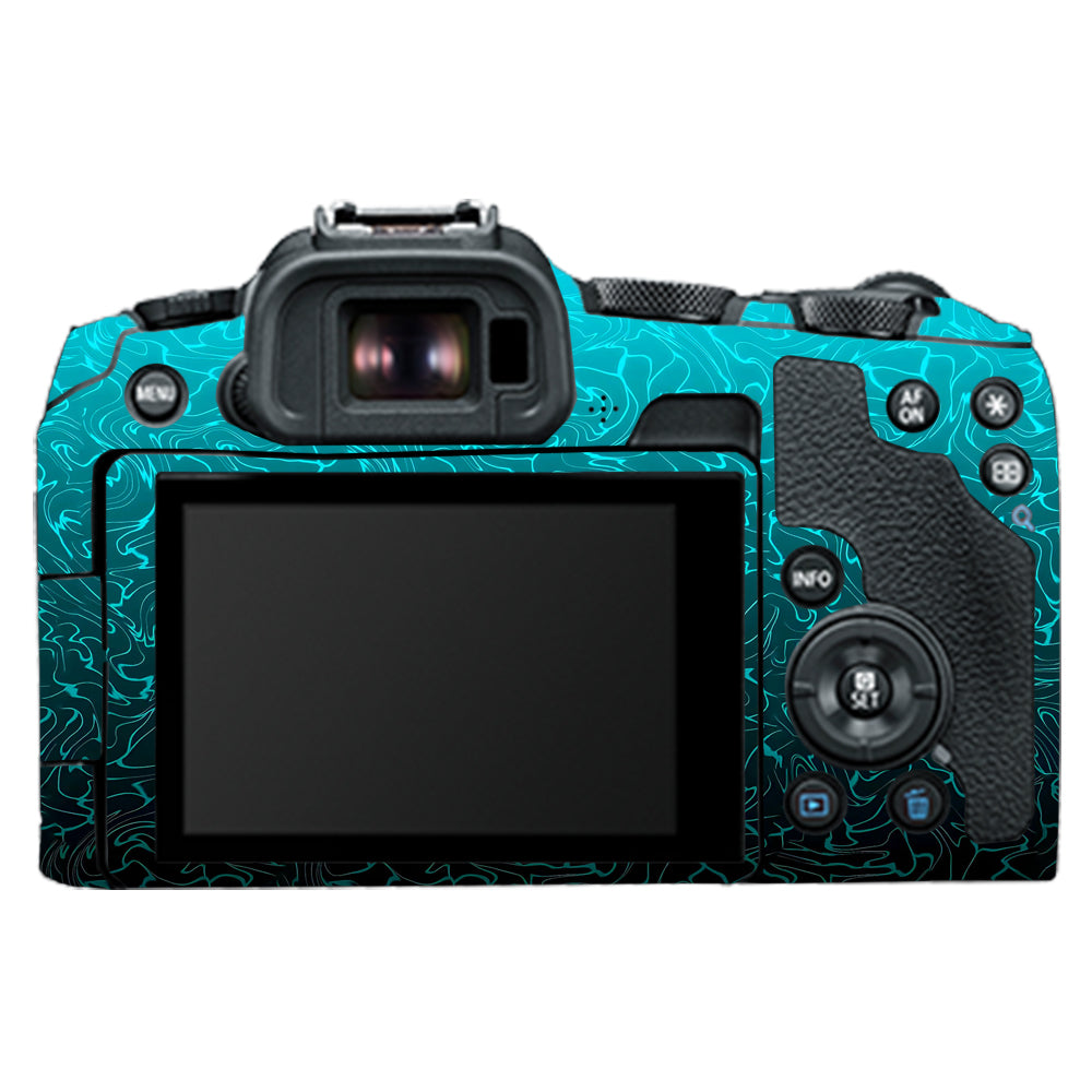 Cyan Blue to Black Gradient Canon EOS R8 Camera Skins