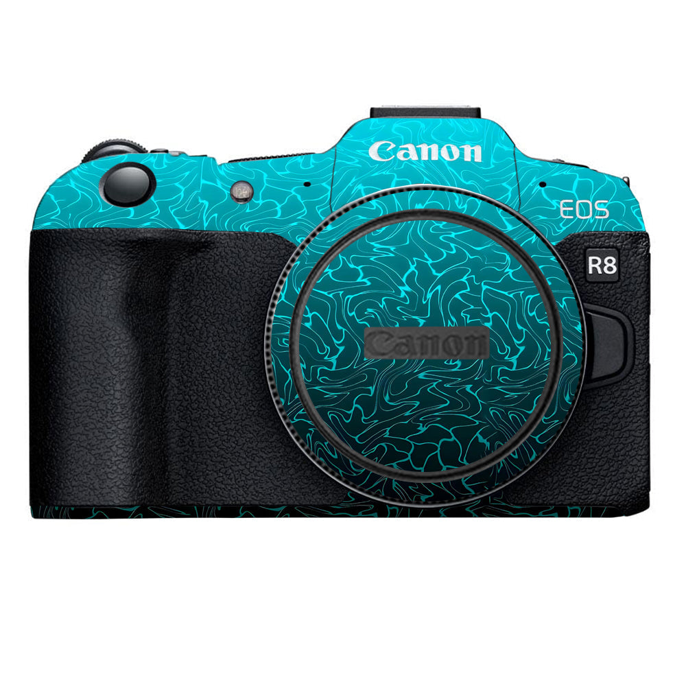 Cyan Blue to Black Gradient Canon EOS R8 Camera Skins