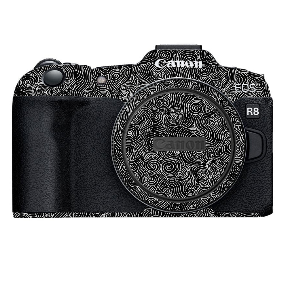 White Spirals Canon EOS R8 Camera Skins