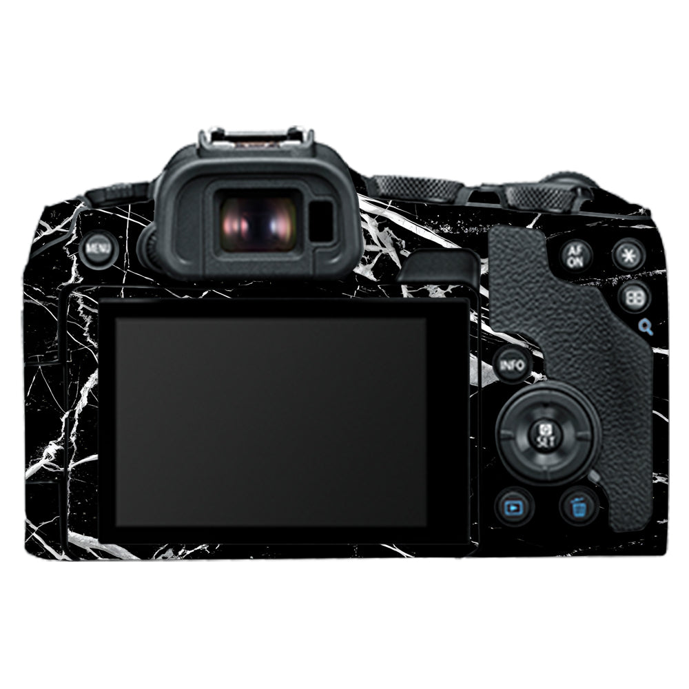 White Veins on Black Canon EOS R8 Camera Skins
