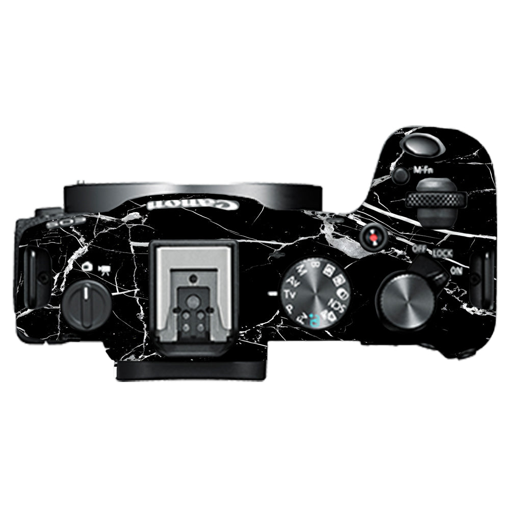 White Veins on Black Canon EOS R8 Camera Skins