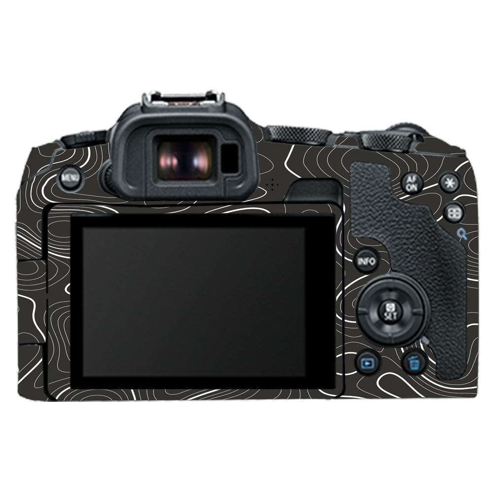 Grayscale Topographic Lines Canon EOS R8 Camera Skins