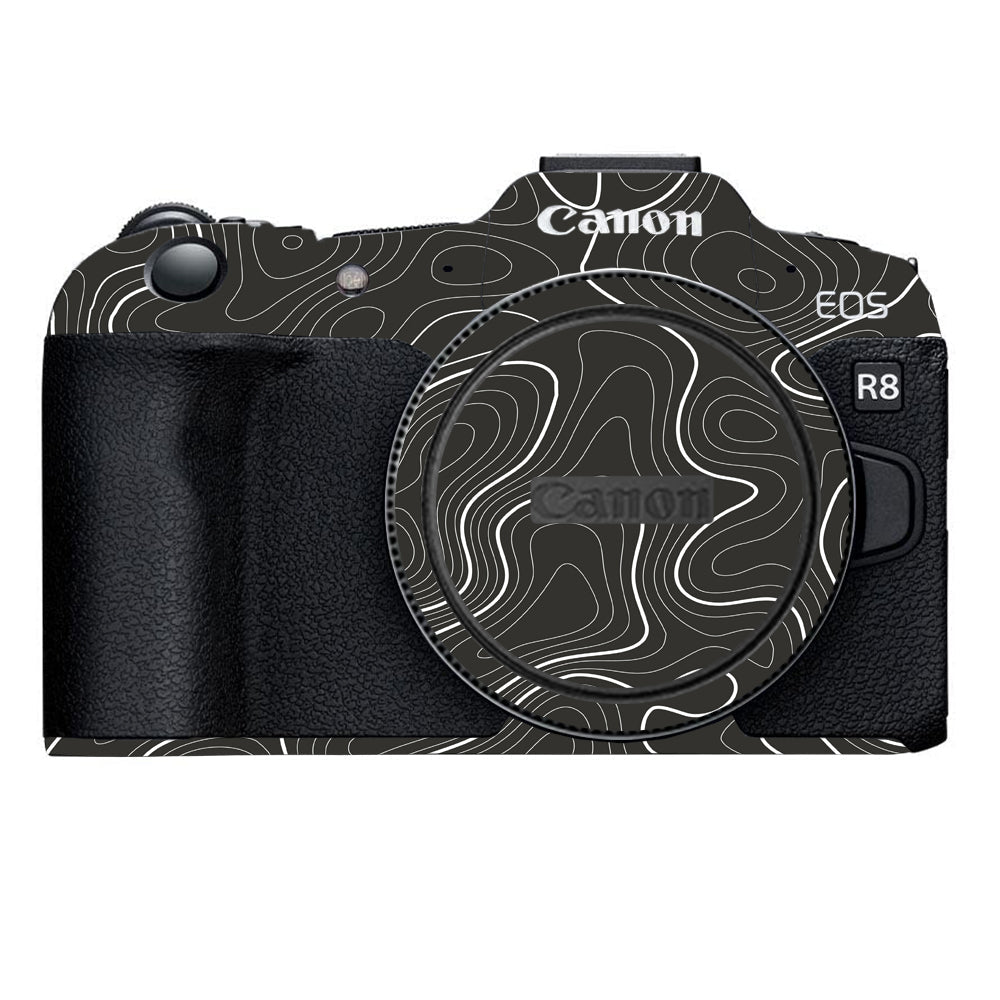 Grayscale Topographic Lines Canon EOS R8 Camera Skins