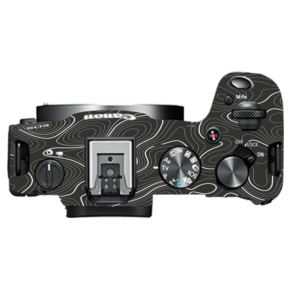 Grayscale Topographic Lines Canon EOS R8 Camera Skins
