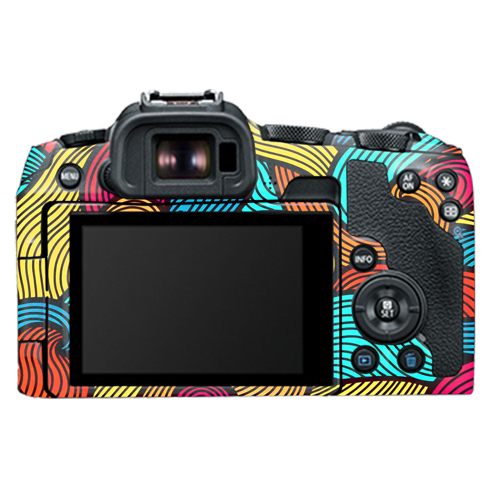 Retro Colorful Doodle Art Pattern Canon EOS R8 Camera Skin