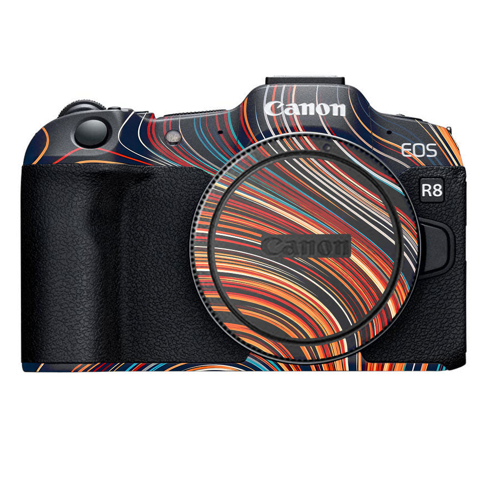 Retro Abstract Striped Swirl Canon EOS R8 Camera Skin