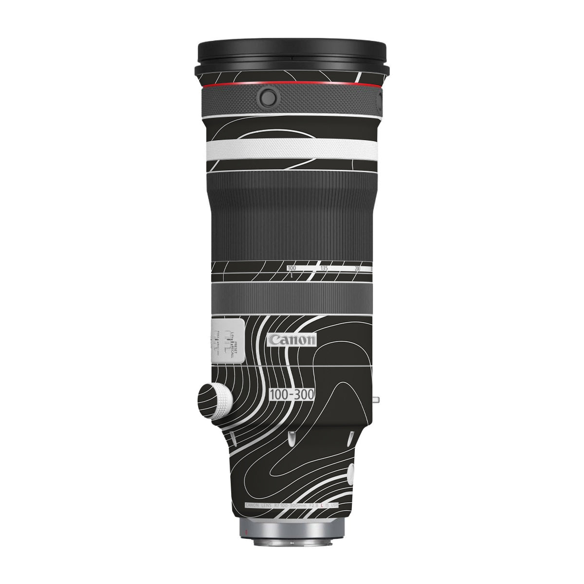 Grayscale Topographic Lines Canon RF 100-300mm F/2.8 L IS USM Camera Lens Skin