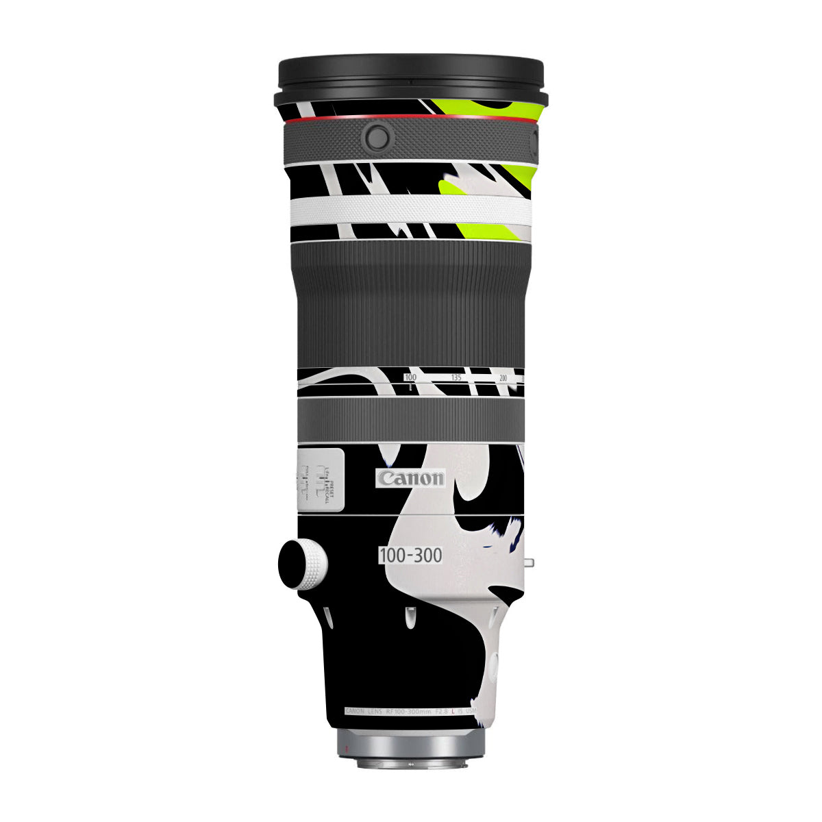 Neon Green and Black Pattern Canon RF 100-300mm F/2.8 L IS USM Camera Lens Skin