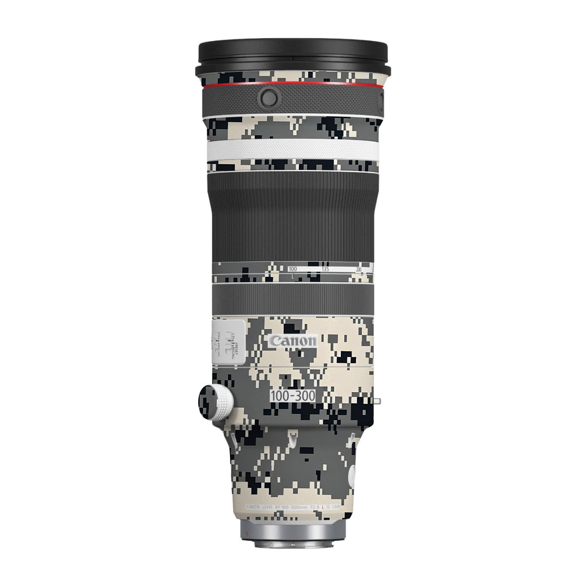 Grey Black Pixel Canon RF 100-300mm F/2.8 L IS USM Camera Lens Skin