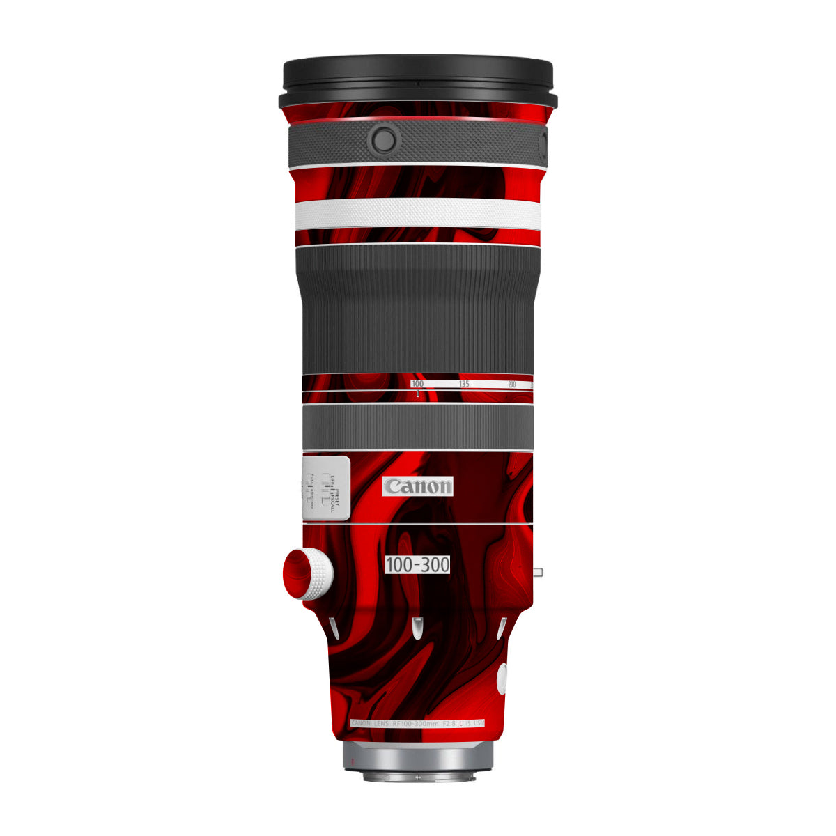 Red Lava Flow Canon RF 100-300mm F/2.8 L IS USM Camera Lens Skin