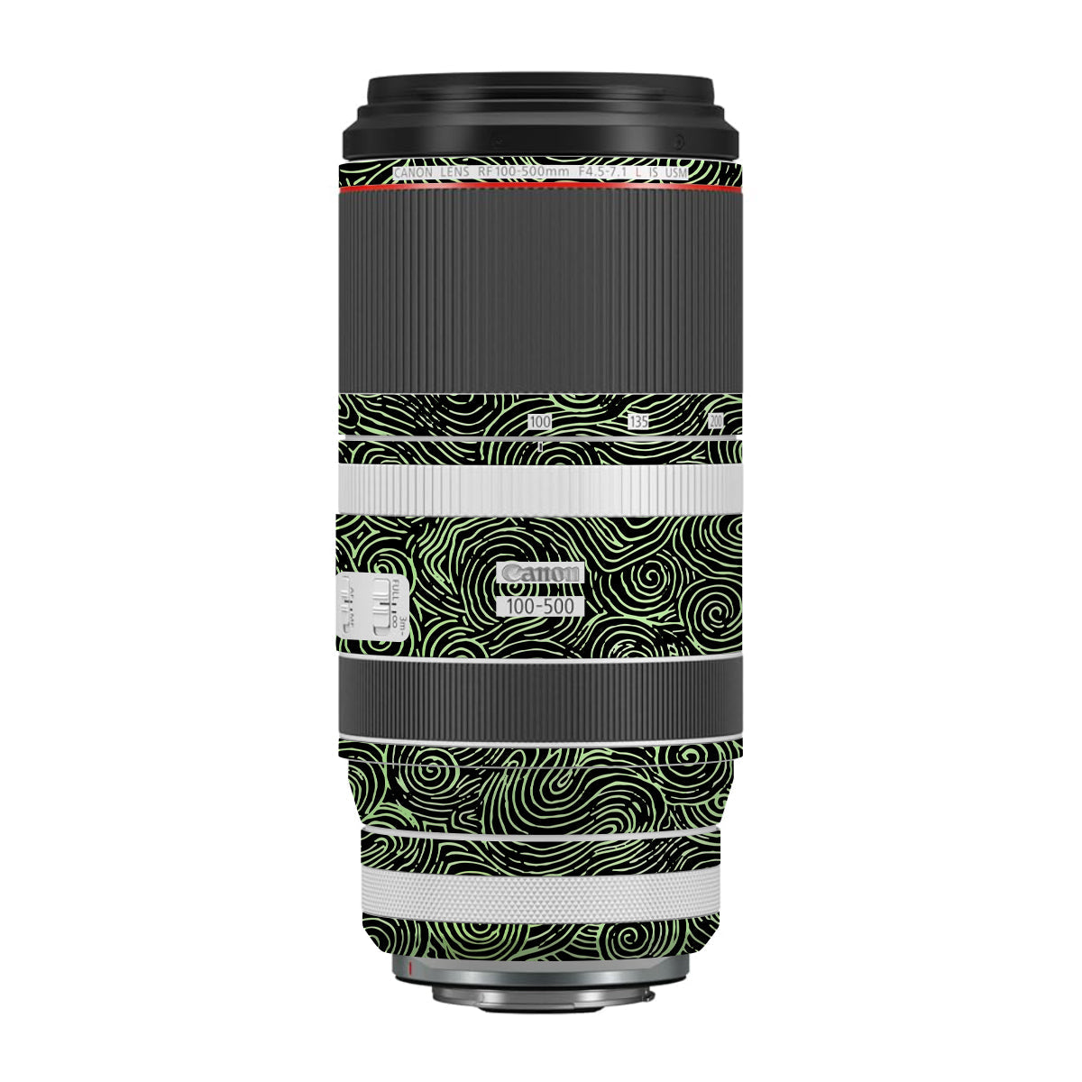 Green Spirals Canon RF 100-500mm F4.5-7.1 L IS USM Camera Lens Skin