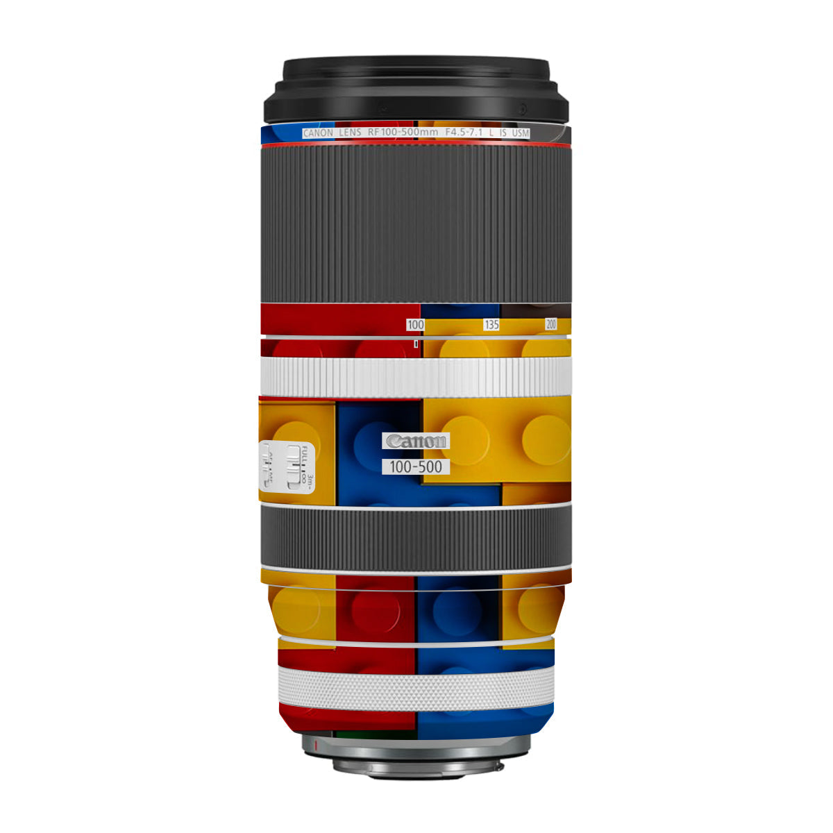 Colorful LEGO Brick Wall Pattern Canon RF 100-500mm F4.5-7.1 L IS USM Camera Lens Skin