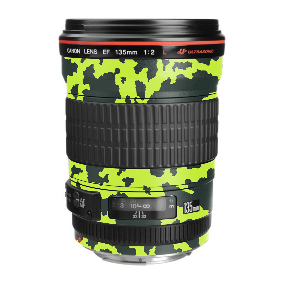 Neon Green Splatter Canon EF 135mm F/2L USM Camera Lens Skin